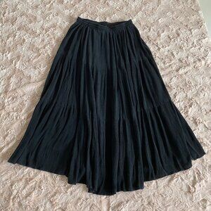 VTG 70s Painted Pony One Size Black Tiered Midi Skirt Elastic Waist Drawstring